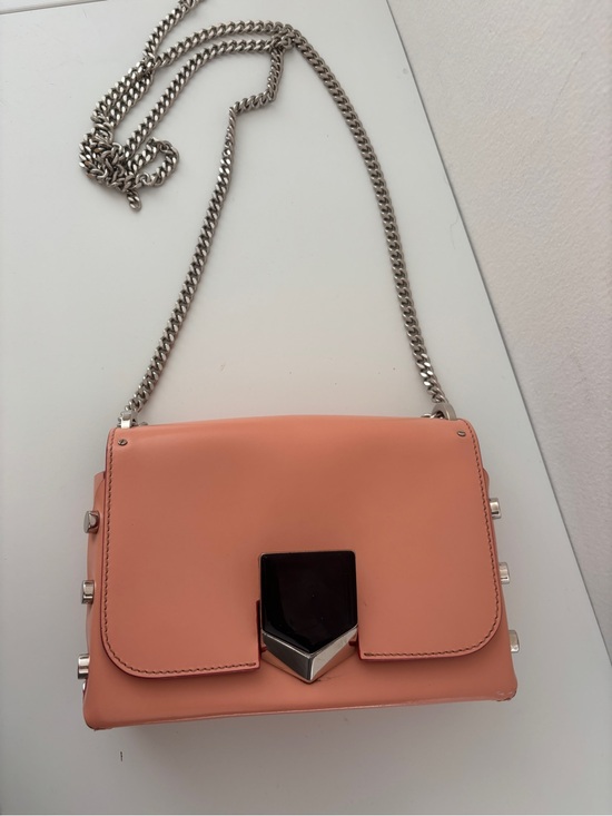 Jimmy Choo Handbags - Jimmy Choo Peach Leather Crossbody with Silver Chain